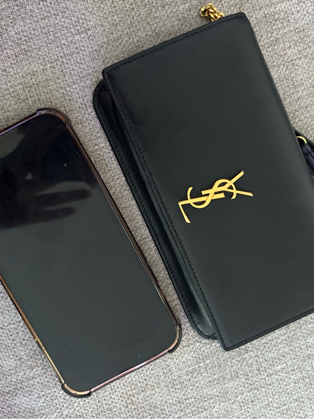 Saint Laurent Black Leather YSL Logo Chain Crossbody - Picture 2 of 5